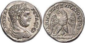 Geta, 209-211. Tetradrachm (Silver, 25 mm, 11.79 g, 12 h), Tyre, 209-211. ΑVΤ ΚΑΙ ΓΕΤΑC CΕΒ Laureate, draped and cuirassed bust of Geta to right. Rev....