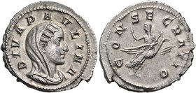 Diva Paulina, died before 235. Denarius (Silver, 21 mm, 2.88 g, 1 h), wife of Maximinus I, Rome, second emission, 236. DIVA PAVLINA Veiled and draped ...