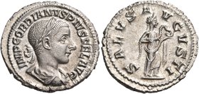 Gordian III, 238-244. Denarius (Silver, 20 mm, 3.19 g, 7 h), Rome, 240. IMP GORDIANVS PIVS FEL AVG Laureate, draped and cuirassed bust of Gordian to r...