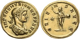 Numerian, 283-284. Heavy Aureus (Gold, 20 mm, 5.37 g, 12 h), Siscia, 284. IMP C NVMERIANVS P F AVG Laureate, draped and cuirassed bust of Numerian to ...