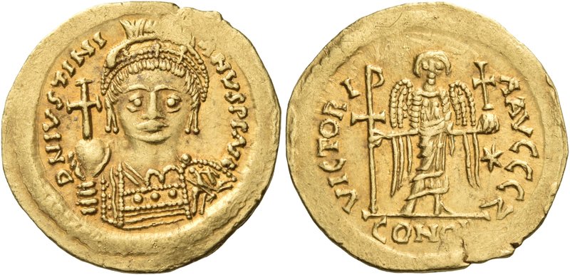 Justinian I, 527-565. Solidus (Gold, 21 mm, 4.42 g, 6 h), Rome, 7th officina, 53...