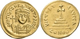 Tiberius II Constantine, 578-582. Solidus (Gold, 21 mm, 4.47 g, 6 h), Constantinople, 1st officina, 579-582. d M TIb CONS-TANT P P AVG Crowned and cui...