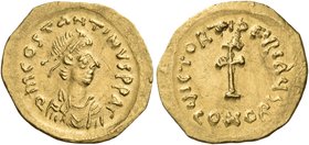 Tiberius II Constantine, 578-582. Tremissis (Gold, 15.5 mm, 1.47 g, 6 h), Constantinople. d m COSTANTINVS P P AG Diademed, draped and cuirassed bust o...