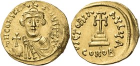 Constans II, 641-668. Solidus (Gold, 20 mm, 4.41 g, 5 h), Constantinople, 1st officina (a), 641-646. d N CONSTAN-TINYS P P AV Draped bust of beardless...