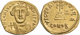 Constans II, 641-668. Solidus (Gold, 18 mm, 4.41 g, 7 h), Constantinople, 5th officina (E), indictiion Ζ = 7 = 648/649. d N CONSTAN-TINЧS P P AV Crown...