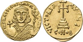 Philippicus (Bardanes), 711-713. Solidus (Gold, 20 mm, 4.56 g, 5 h), Constantinople, 10th officina (I). d N FILEPPICЧS MЧL-TЧS AN Crowned bust of Phil...