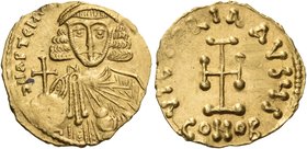 Anastasius II Artemius, 713-715. Tremissis (Gold, 16 mm, 1.37 g, 6 h), Constantinople. dN APTEMIЧS [A-NASTASIЧS MЧL] Crowned and diademed bust of Anas...