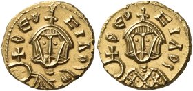 Theophilus, 829-842. Semissis (Gold, 12.5 mm, 1.81 g, 6 h), 250, Syracuse, 831-842. ΘϵΟ-CΙΛΟS Crowned and draped bust of Theophilus facing, holding gl...