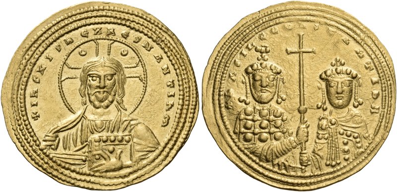 Basil II Bulgaroktonos, with Constantine VIII, 976-1025. Histamenon nomisma (Gol...