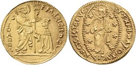 CRUSADERS. Knights of Rhodes (Knights Hospitallers). Fabrizio del Carretto, 1513-1521. Ducat (Gold, 22.5 mm, 3.50 g, 7 h), imitating the Venetian Duca...