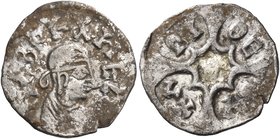 AXUM. Nezana / Nezool, circa 470-490. (Silver, 16 mm, 1.13 g, 3 h). ΝΕΖΑ ΝΑΒΑ ( King Nezana ) Bust of Nezana to right; above, Ge'ez monogram. Rev. ΘΕ-...