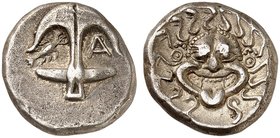 GRIECHISCHE MÜNZEN. THRAKIEN. - Apollonia Pontika. Drachme, 450-400 v. Chr. Anker / Gorgoneion.
SNG BM 153 3,36 g ss