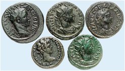 RÖMISCHE PROVINZIALMÜNZEN. BITHYNIEN. - Nikaia. Lot von 5 Stück: Bronzen von Marcus Aurelius (Schlange), Severus Alexander, Gordianus III. (3x versch....