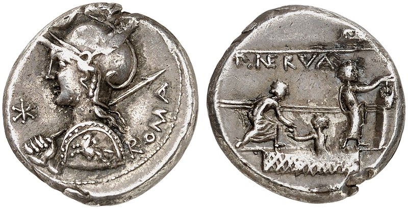 RÖMISCHE MÜNZEN. RÖMISCHE REPUBLIK. P. Licinius Nerva. Denar, 113/112 v. Chr. Ro...