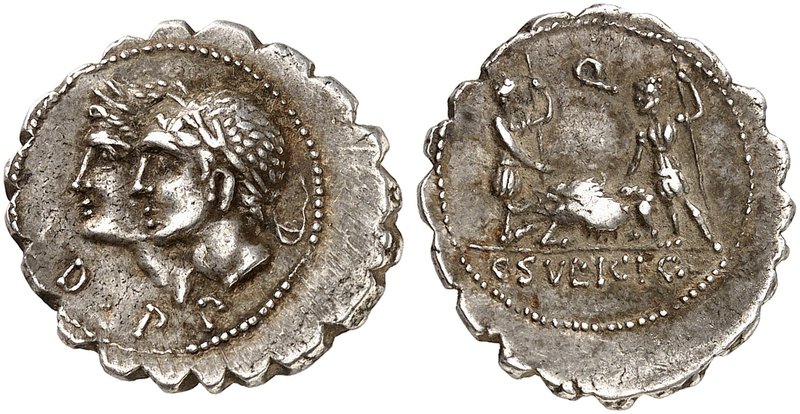 RÖMISCHE MÜNZEN. RÖMISCHE REPUBLIK. C. Sulpicius Galba. Denar (Serratus), 106 v....