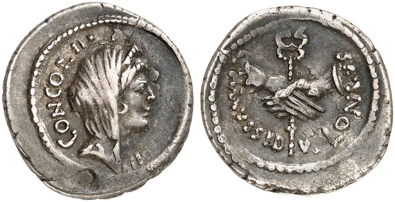 RÖMISCHE MÜNZEN. RÖMISCHE REPUBLIK. L. Mussidius Longinus. Denar, 42 v. Chr. Ver...