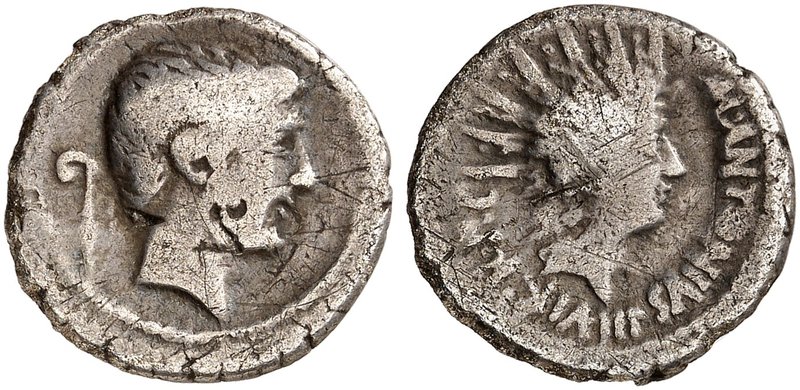 RÖMISCHE MÜNZEN. RÖMISCHE REPUBLIK. Marcus Antonius. Denar, 42 v. Chr., Heeresmz...