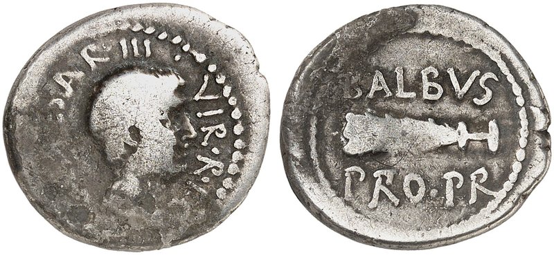 RÖMISCHE MÜNZEN. RÖMISCHE REPUBLIK. Octavianus mit C. Cornelius Balbus. Denar, 4...