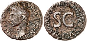 RÖMISCHE MÜNZEN. RÖMISCHE KAISERZEIT. Augustus, 27 v. Chr. - 14 n. Chr. As. Kopf n. links / SC in Umschrift.
RIC 471 10,36 g s / ss