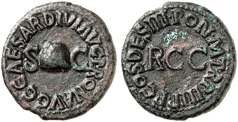 RÖMISCHE MÜNZEN. RÖMISCHE KAISERZEIT. Caligula, 37 - 41. Quadrans. Pileus zwisch...