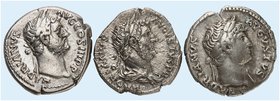 RÖMISCHE MÜNZEN. RÖMISCHE KAISERZEIT. Hadrianus, 117 - 138. Lot von 3 Stück: Denare. Rev, Stehende Tellus, stehender Genius, stehende Liberalitas.
RI...