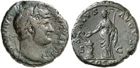 RÖMISCHE MÜNZEN. RÖMISCHE KAISERZEIT. Hadrianus, 117 - 138. As, gleicher Typ wie vorher.
RIC 679; C. 1370 12,80 g schwarze Patina, Av. korrodiert, f....