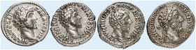 RÖMISCHE MÜNZEN. RÖMISCHE KAISERZEIT. Marcus Aurelius Augustus, 161 - 180. Lot von 4 Stück: Denare. Rev. Spes (Prägung als Caesar), Concordia (2 versc...