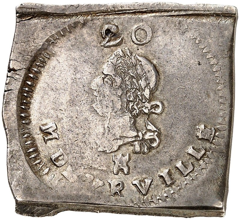 EUROPA. - TOURNAI. Karl III. von Spanien, 1703-1711. Einseitige 20 Stuiver-Klipp...