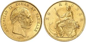EUROPA. DÄNEMARK. Christian IX., 1863-1906. 20 Kroner 1873.
Friedb. 295, Hede 8 A, Schlumb. 63 Gold vz
