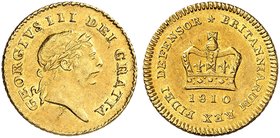 EUROPA. ENGLAND. George III., 1760-1820. 1/3 Guinea 1810.
Friedb. 367, S. 3740, Schlumb. 101 Gold vz