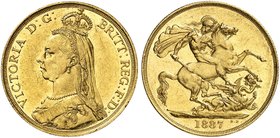EUROPA. ENGLAND. Victoria, 1837-1901. 2 Pounds 1887.
Friedb. 391, S. 3865, Schlumb. 342 Gold min. Rdf., vz