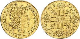 EUROPA. FRANKREICH. Louis XIV., 1643-1715. Louis d'or à la mèche longue 1653, A - Paris.
Friedb. 418, Dupl. 1422, Gad. 245 Gold ss+
