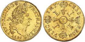 EUROPA. FRANKREICH. Louis XIV., 1643-1715. Doppelter Louis d'or aux 4 L 1695, T - Nantes.
Friedb. 432, Dupl. 1439, Gad. 260 Gold ss - vz