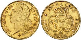 EUROPA. FRANKREICH. Louis XV., 1715-1774. Doppelter Louis d'or au bandeau 1766, M - Toulouse.
Friedb. 463, Dupl. 1642, Gad. 346 Gold, RR ! ss