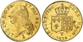 EUROPA. FRANKREICH. Louis XVI., 1774-1792. Doppelter Louis d'or à la tête nue 1786, T - Nantes.
Friedb. 474, Dupl. 1706, Gad. 363 Gold vz