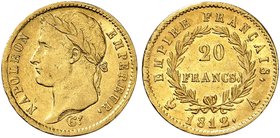 EUROPA. FRANKREICH. Napoleon I., 1804-1814, 1815. 20 Francs 1812, A - Paris.
Friedb. 511, Gad. 1025, Schlumb. 66 Gold ss - vz