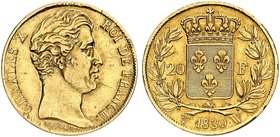 EUROPA. FRANKREICH. Charles X., 1824-1830. 20 Francs 1830, W - Lille.
Friedb. 550, Gad. 1029, Schlumb. 188 Gold ss