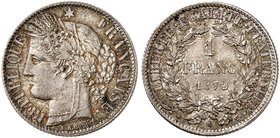 EUROPA. FRANKREICH. III. République, 1871-1940. 1 Franc type Cérès 1872, A - Paris.
Gad. 465a schöne Patina, prfr