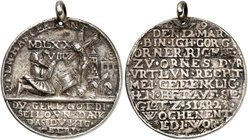 EUROPA. - LOTHRINGEN. - Herzogtum. Charles III., 1545-1608. Tragbare Silbergußmedaille 1579 (unsigniert, 43,6 mm), auf die Freilassung von Georg Oerne...