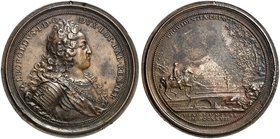 EUROPA. - LOTHRINGEN. Leopold I., 1690-1729. Bronzemedaille 1727 (von F. de Saint Urbain, 63,8 mm), auf die Erneuerung der Brücken und Straßen. Brustb...
