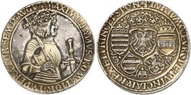 Maximilian I., 1490-1519. Kaiserguldiner o. J., Hall.
Dav. 8005, Voglh. 11, M. / T. - , vgl. 70, Egg 8 teilweise Feuervergoldet, Felder l. geglättet,...