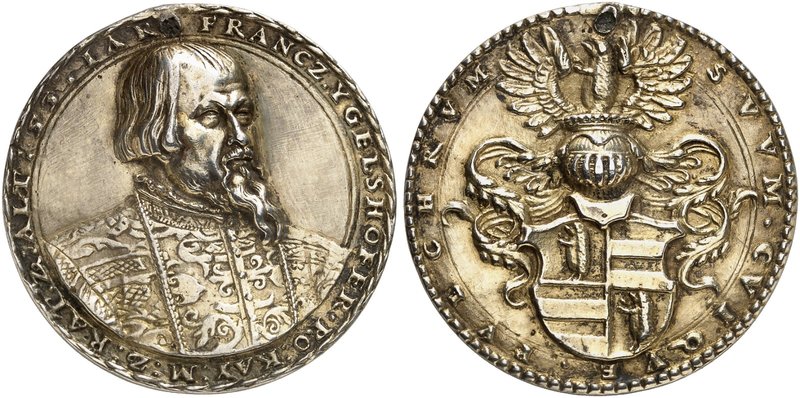 Ferdinand I., 1521-1564, als römischer König, 1531-1558. Altvergoldete Silberguß...