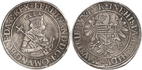 Ferdinand I., 1521-1564, als römischer König, 1531-1558. Taler o. J., Wien.
Dav. 8009, Voglh. 44 / I l. korrodiert, ss
