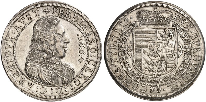 Erzherzog Ferdinand Karl, 1632-1662. Taler 1654, Hall.
Dav. 3367, Voglh. 185 / ...
