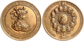 Joseph I., 1690-1705-1711. Bronzemedaille o. J. (1690, von M. Brunner u. G. F. Nürnberger, 58,8 mm, Nachprägung 1914), auf seine Krönung zum römischen...