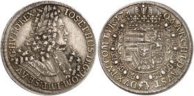 Joseph I., 1690-1705-1711. Taler 1706, Hall.
Dav. 1018, Voglh. 245 / I, Her. 128, M. / T. 809 ss - vz