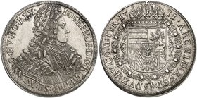 Joseph I., 1690-1705-1711. Taler 1711, Hall.
Dav. 1018, Voglh. 245 / II, Her. 132, M. / T. 812b min. korrodiert, f. vz