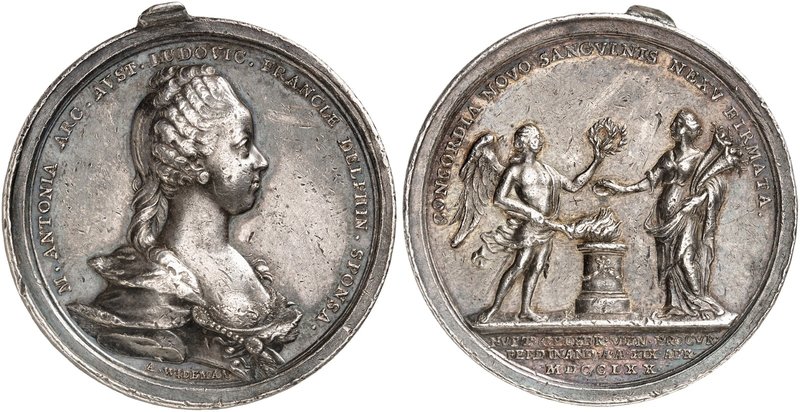 Maria Theresia, 1740-1780. Silbermedaille 1770 (von A. Widemann, 43,8 mm), auf d...