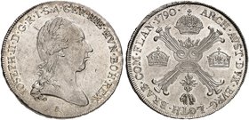 Joseph II., 1765-1790. 1/2 Kronentaler 1790, Wien.
Her. 196 min. justiert, vz - prfr