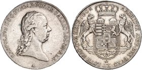 Leopold II., 1790-1792. Taler 1790, Wien, mit Titel König von Ungarn und Böhmen.
Dav. 1171, Voglh. 299, Her. 32 Hksp., ss